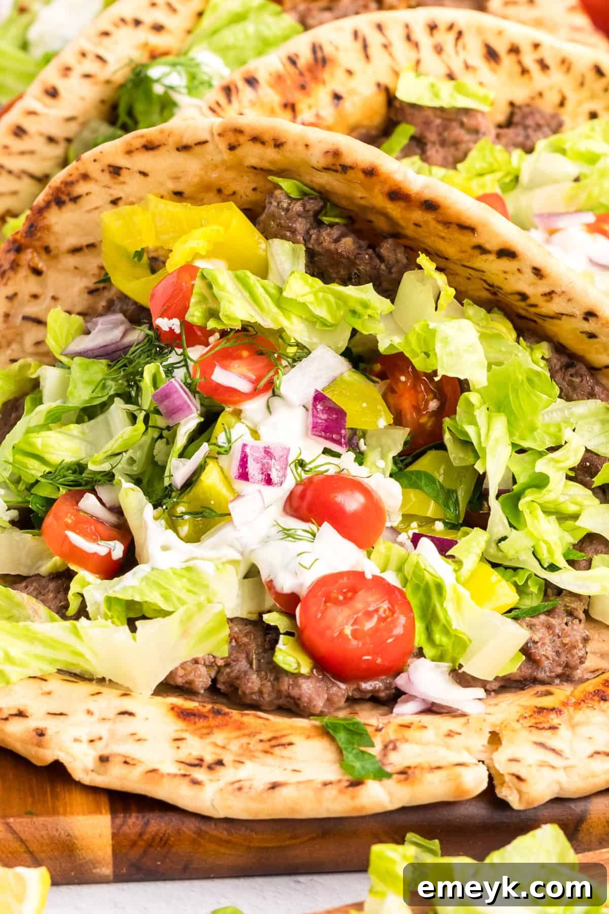 Close up for a Smash Burger Taco with Crispy Edges