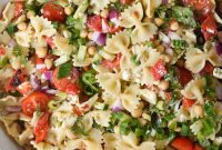Mediterranean Farfalle Pasta Salad with Feta and Olives