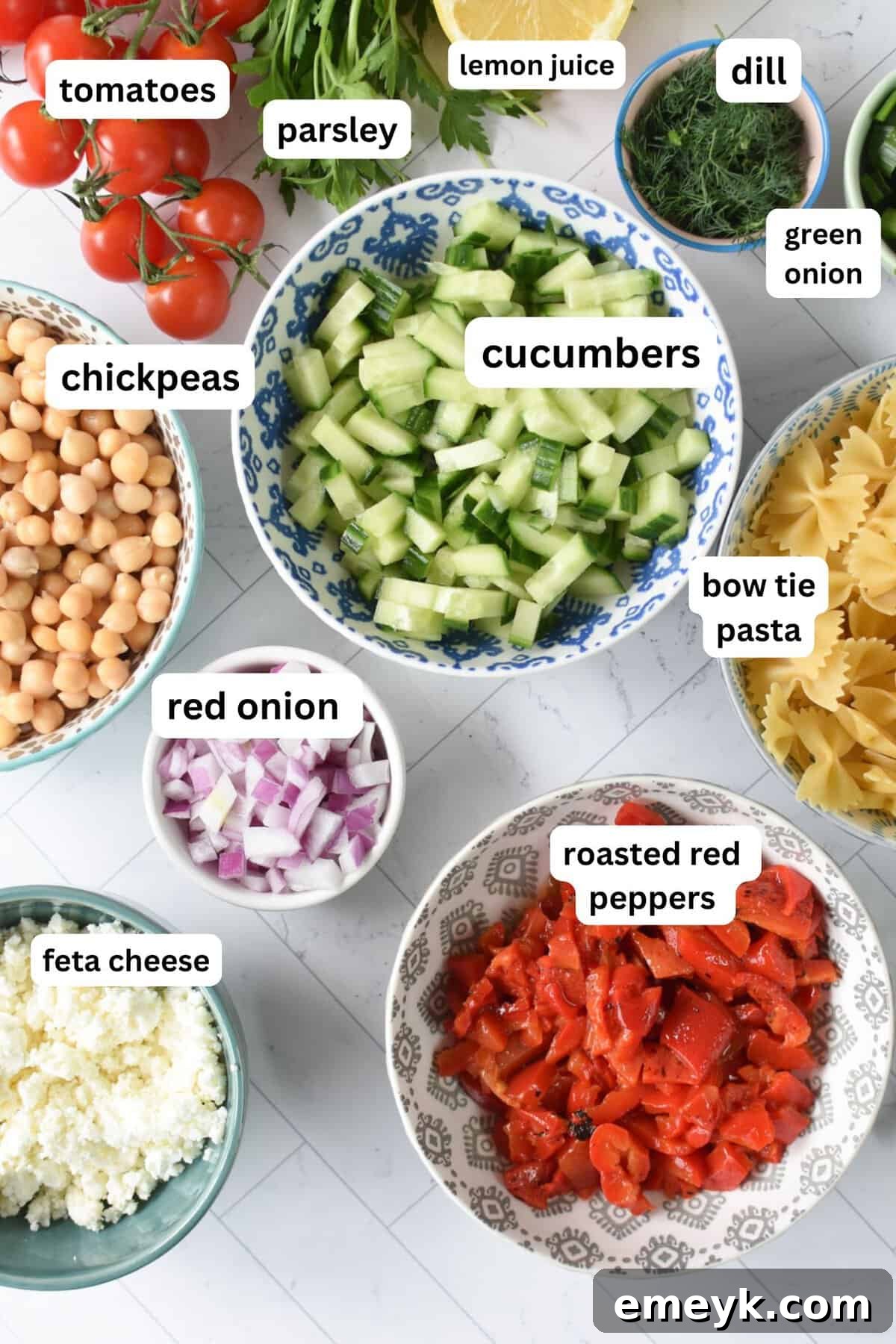 Mediterranean Bow Tie Pasta Salad recipe ingredients  