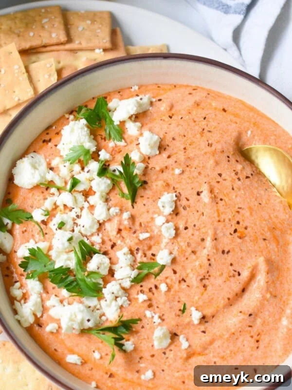 Easy Spicy Roasted Red Pepper Feta Dip