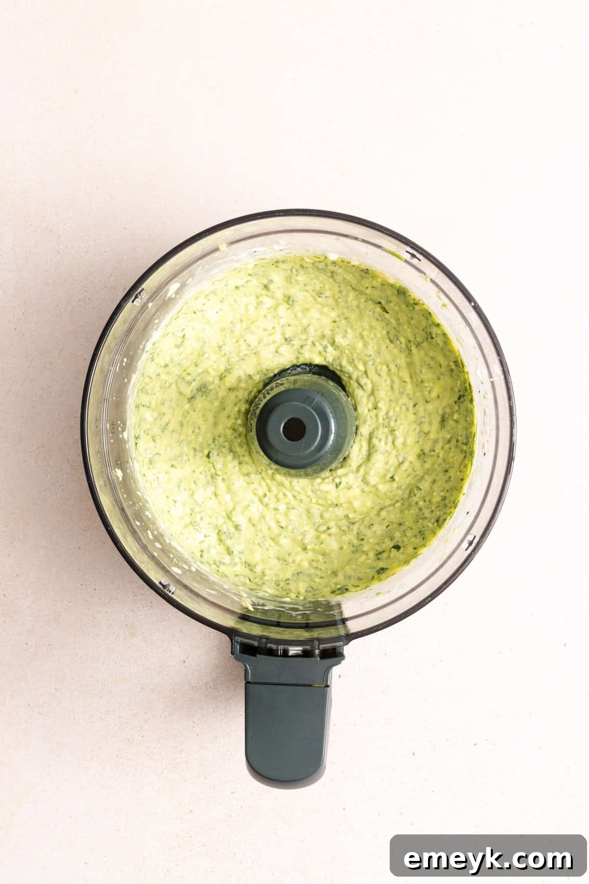 Blended Green Goddess Dip in a food processor 