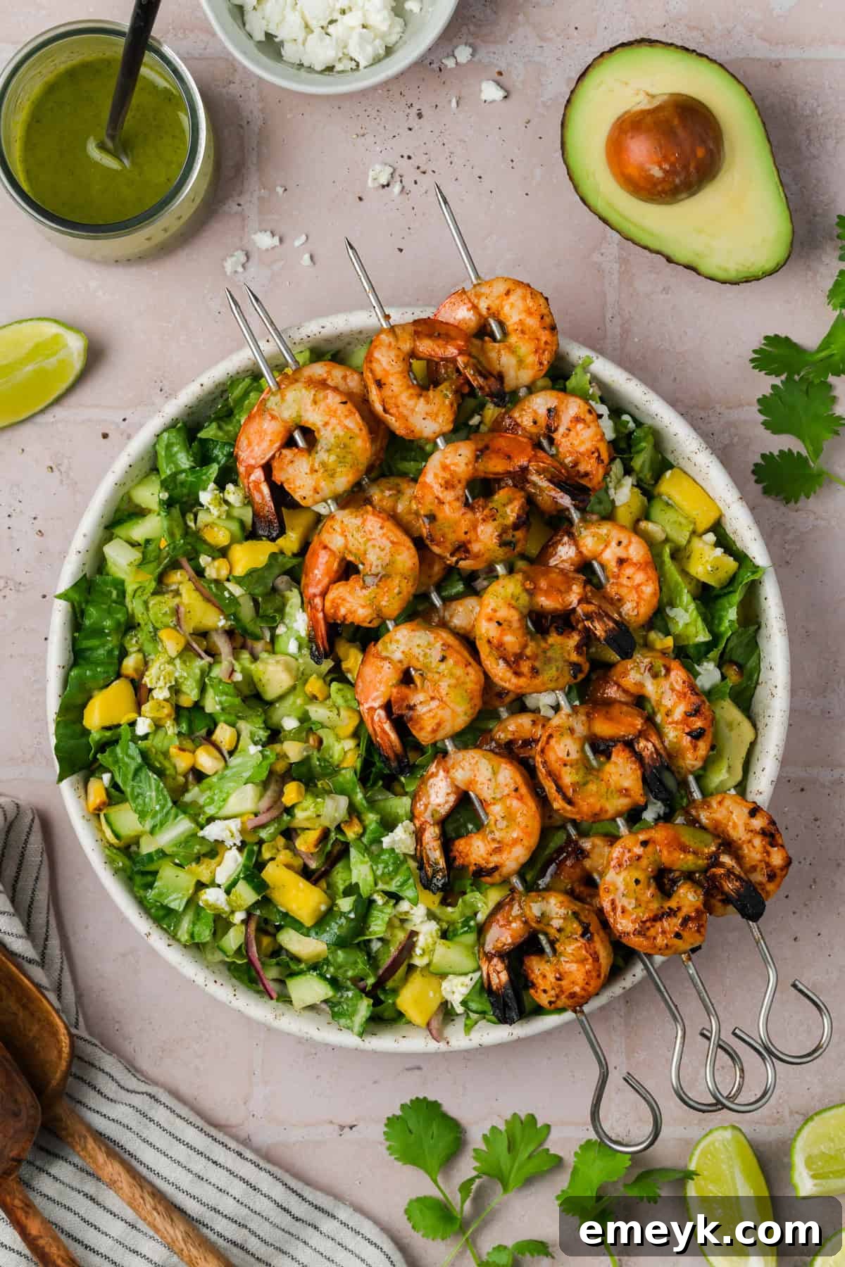 Grilled Shrimp Salad with Cilantro Dressing 