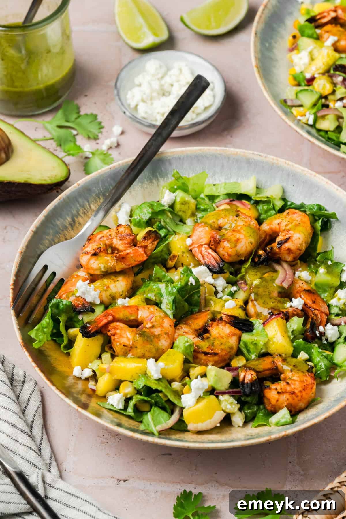 Easy Grilled Shrimp Salad with Cilantro Lime Dressing 
