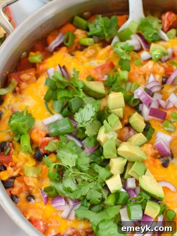 Cheesy Ground Turkey Sweet Potato Skillet 1200 x 1200