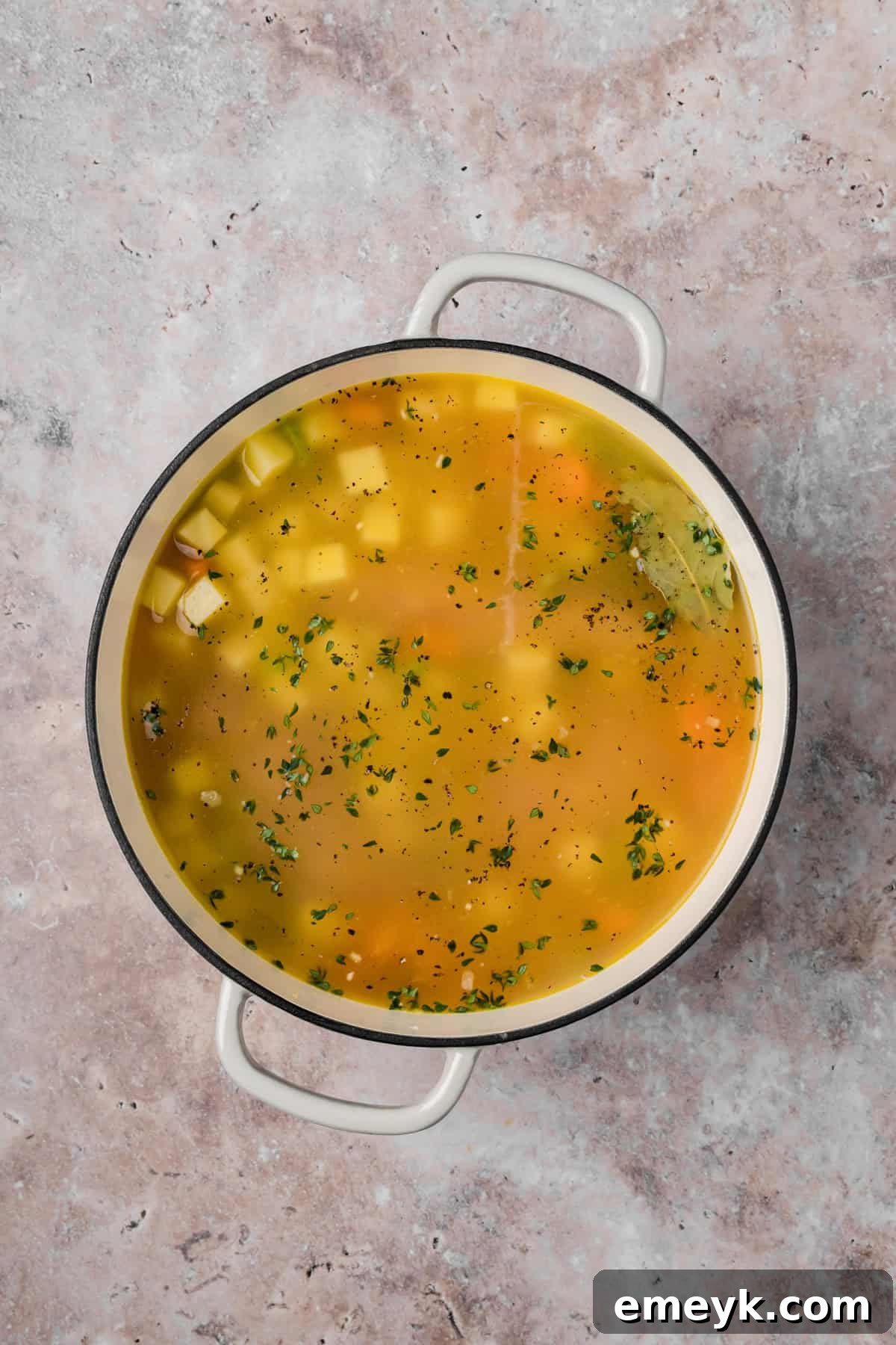 Chicken and Potato Soup Simmering 