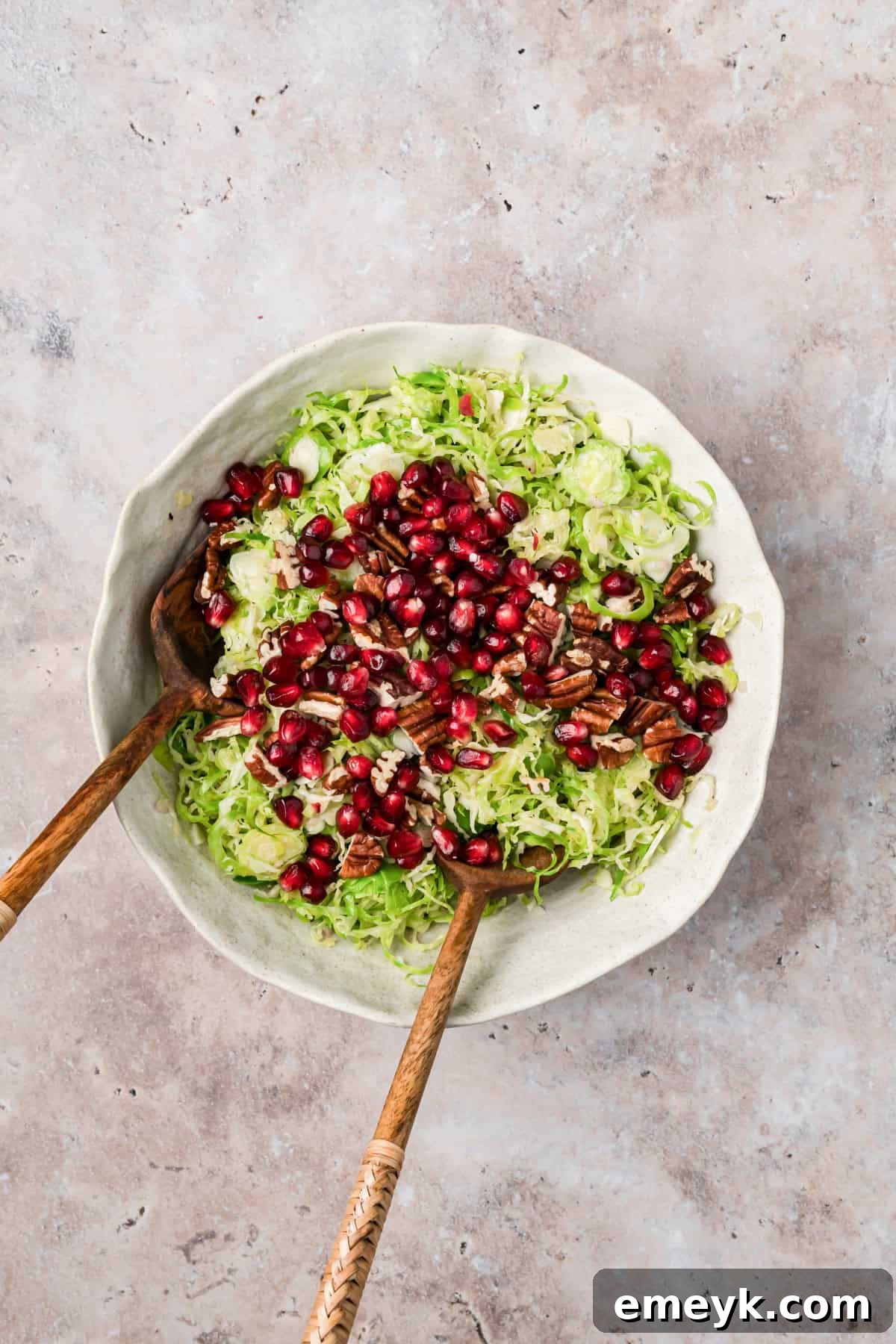 Shaved Brussels Sprout Salad with Pomegranate Seeds